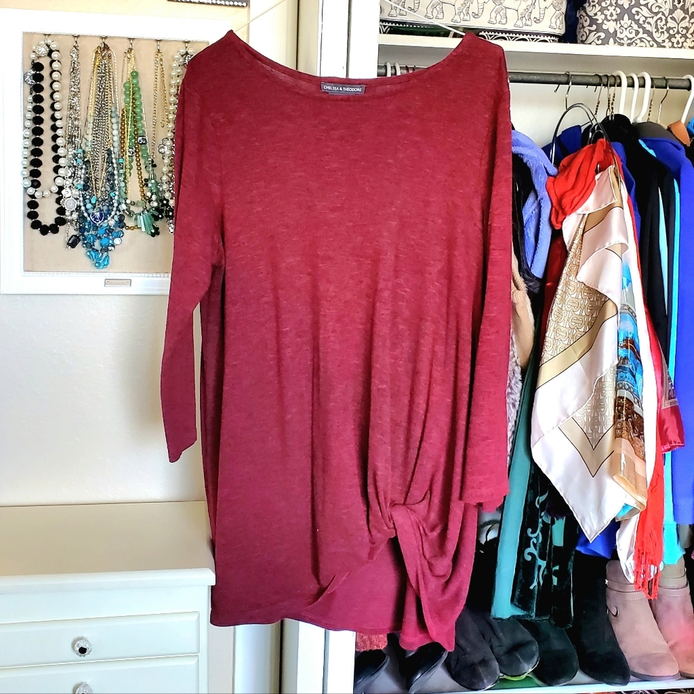 Red long sleeve tee by Chelsea & Theodore